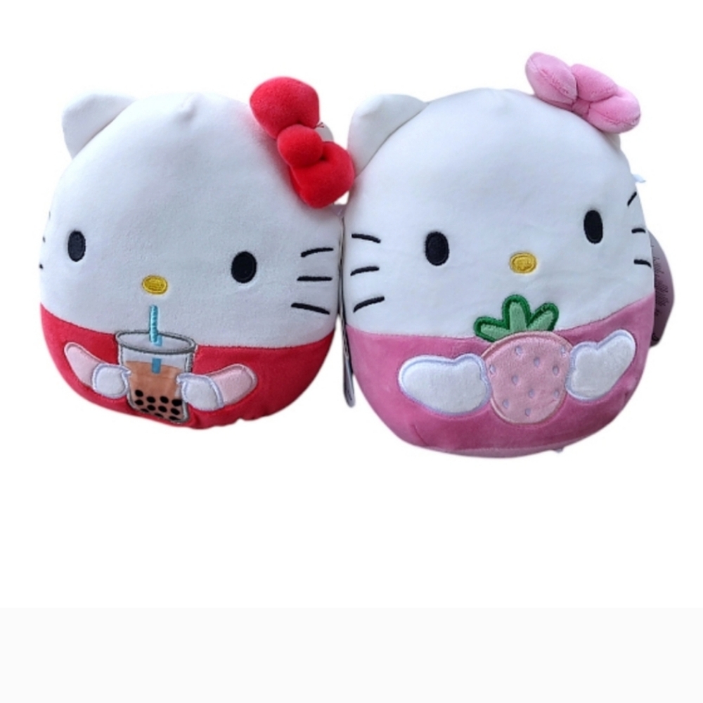 Hello kitty squishmallow set With Strawberry And Boba Tea
